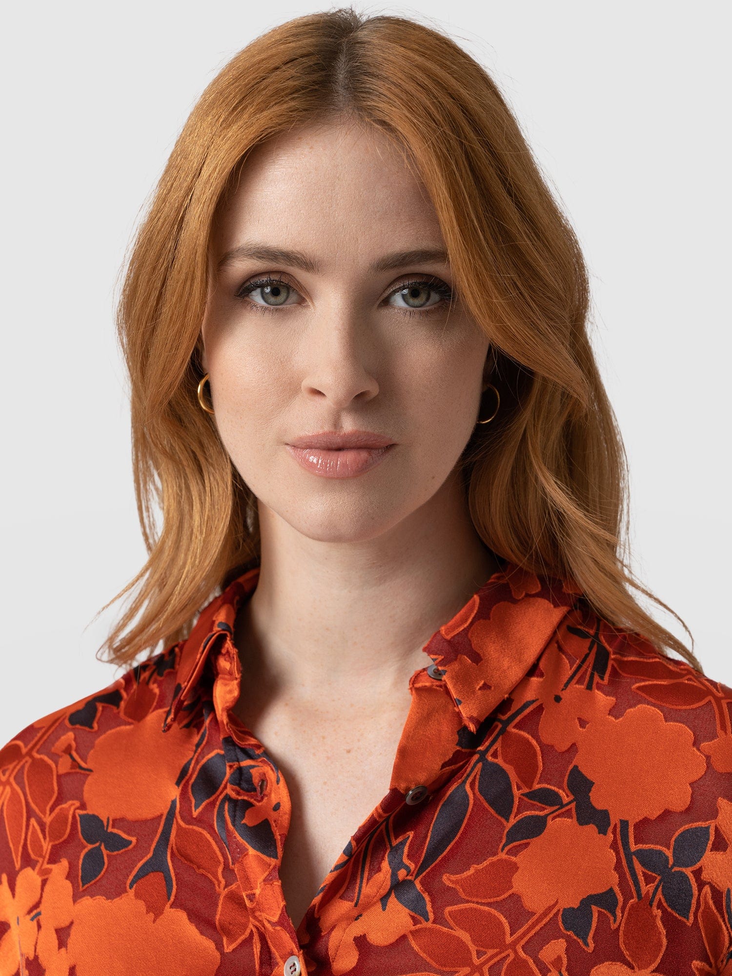 Boyfriend Shirt Orange Floral Burnout - Women's Shirt | Saint + Sofia® USA